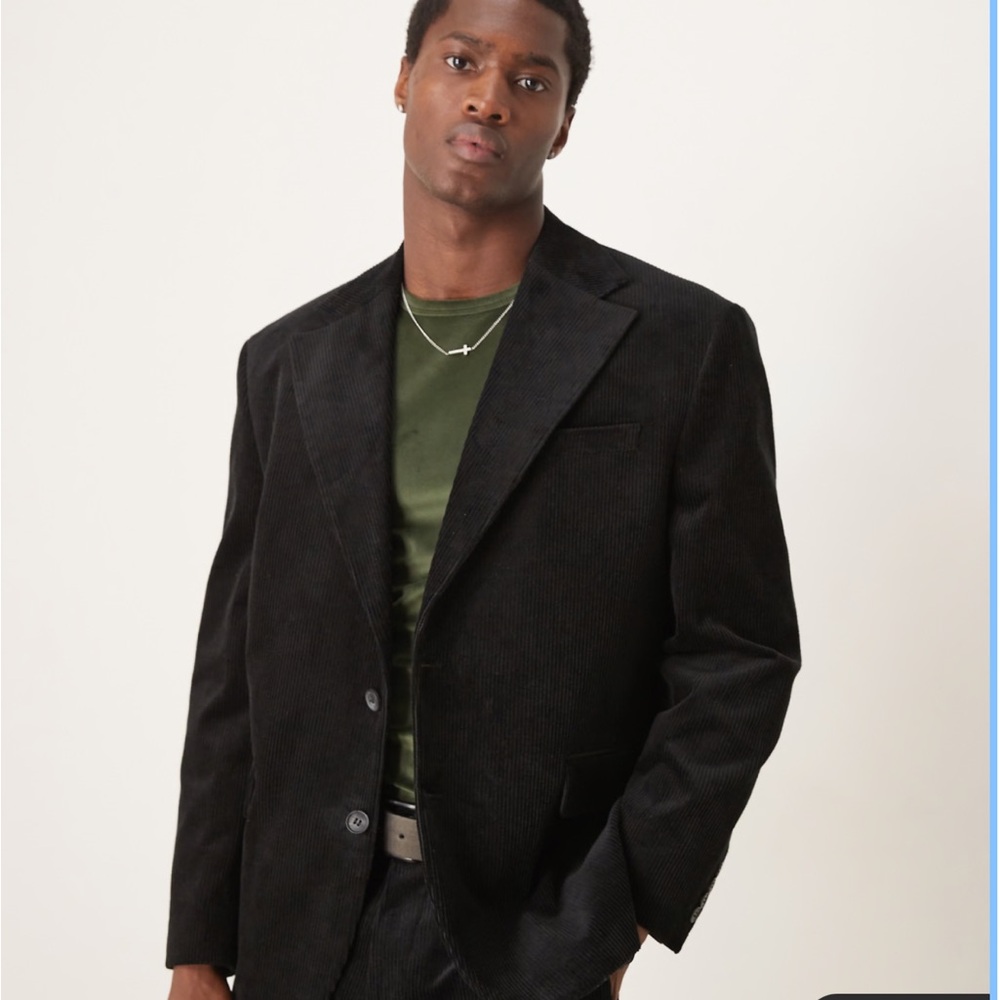 ASOS Selected Homme Bowie regular fit cord suit in black